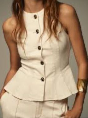 Zara Cream Jacket with Black Label and Gold Button